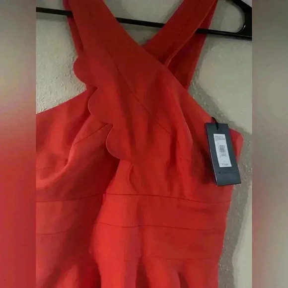 Armani exchange Chris cross front scalloped mini dress orange NWT size 4 - Picture 5 of 5